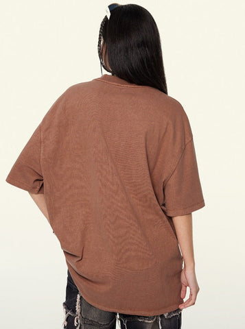 Sonicelife-Trendy Vintage Short-Sleeved Loose T-Shirt