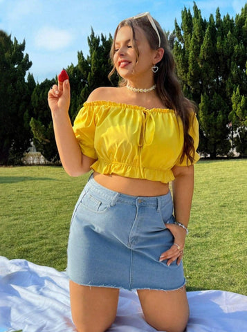 Sonicelife-Yellow Summer Puff Sexy Sleeve