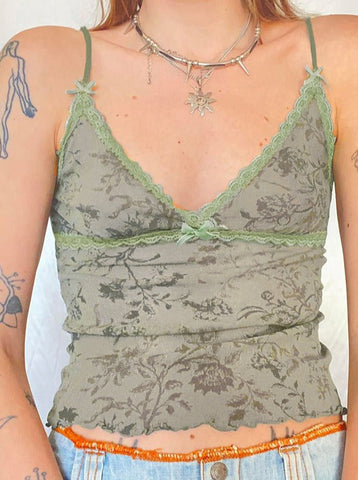 Sonicelife-Slim Retro Floral Printed Camisole