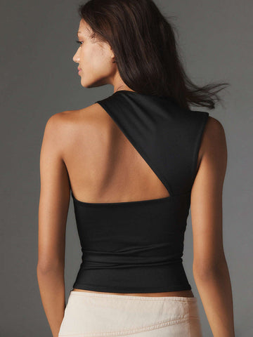 Sonicelife-Black Sexy One Shoulder Crop Top