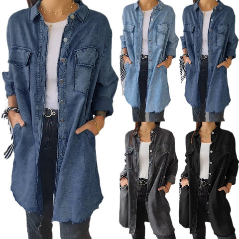 concert outfit 2024 Ins Street Style Autumn Fashion Loose Lapel Women's Denim Coat 9771