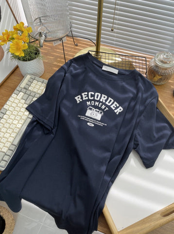 Sonicelife-Retro Design Letter Printed Loose T-shirt