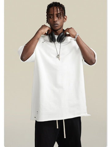 Sonicelife-Spring White Basic Plain Oversized Shirt