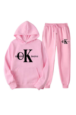 Sonicelife OK Letter Print Hoodie Suits