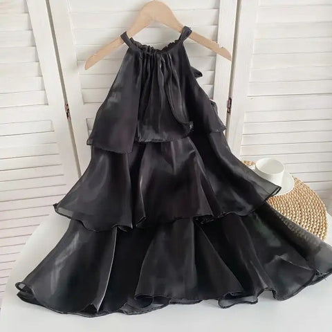 Sonicelife Organza Halterneck Layered Mini Dress