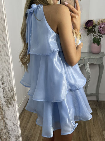 Sonicelife Organza Halterneck Layered Mini Dress