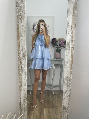 Sonicelife Organza Halterneck Layered Mini Dress