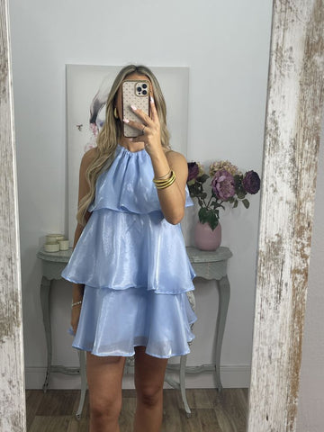 Sonicelife Organza Halterneck Layered Mini Dress