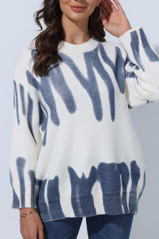 Sonicelife Patterned Crew Neck Jumper