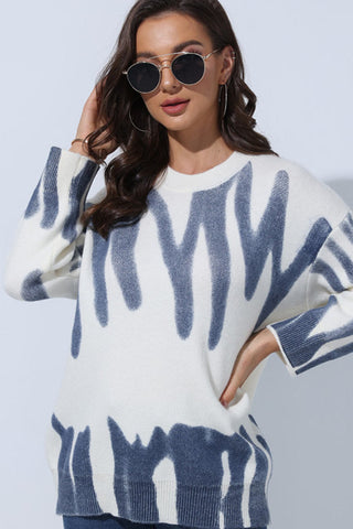 Sonicelife Patterned Crew Neck Jumper