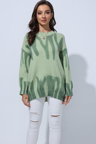 Sonicelife Patterned Crew Neck Jumper