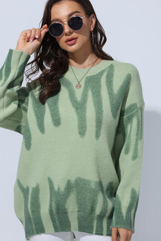 Sonicelife Patterned Crew Neck Jumper