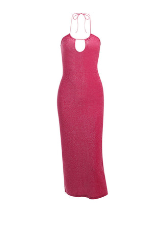 Sonicelife Pink Glitter Tie-back Slit Dress