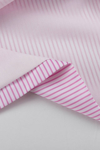 Sonicelife-Pink Striped Print Shirt Mini Skirt Suits