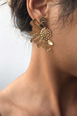 Sonicelife-Retro Alloy Flower Stud Earrings