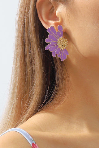 Sonicelife-Retro Alloy Flower Stud Earrings