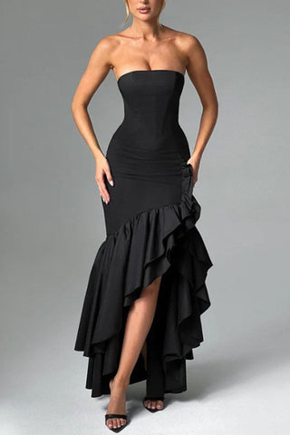 Sonicelife-Ruffled Tiered Slit Sleeveless Midi Dress