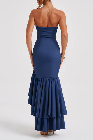 Sonicelife-Ruffled Tiered Slit Sleeveless Midi Dress