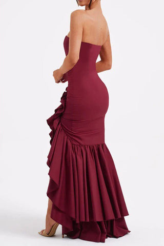 Sonicelife-Ruffled Tiered Slit Sleeveless Midi Dress