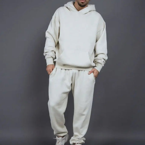 Sonicelife Hoodie Pants Two Piece Sets Pullover Top Men 2024 Autumn Winter Thicken Suit Sweatshirt Tracksuit Sportswear Casual Outfits