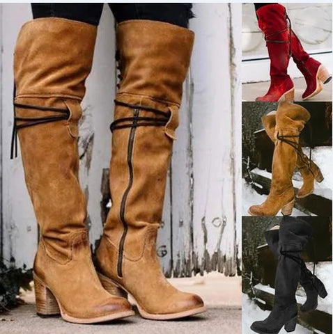 Sonicelife Women Boots Lace Up Sexy High Heels Women Shoes Lace Up Winter Knee-High Boots Warm Size 35-43 2019 Fashion Boots ghn4