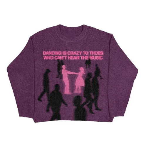 Back To School Sonicelife 2024 Fall Fashion  Streetwear Knitted Hip Hop Sweater Men Women Aesthetic Print Pullover Harajuku Gothic Oversized Sweater Cotton Sweater Sweater