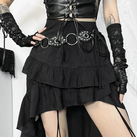 Sonicelife Women's Gothic Halter Dresses European and American Diablo Fashion Party American Vintage Asymmetric Design Halter Dresses