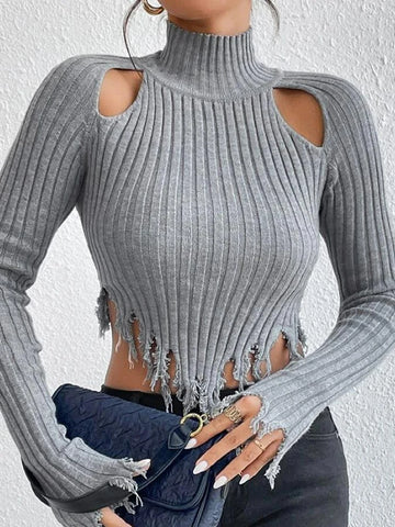 Sonicelife 2024 Autumn Winter Women Sexy Turtleneck Basic Sweaters Jumper Solid Knitted Crop Tops Bodycon Slim Long Sleeve Pullover