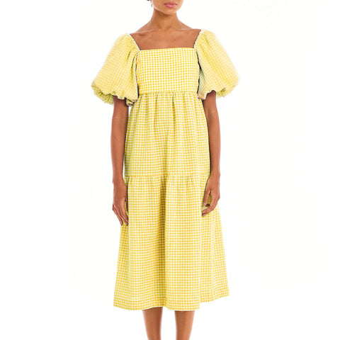 Sonicelife hoco dresses Women 2000s Aesthetic Plaid Short Puff Sleeve Midi Dress Summer Square Neck Dress Ruffle Flowy Beach Party Dress 2024