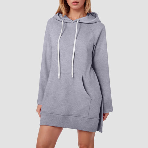 Sonicelife Women'S Spring Casual Hoodie Dress Fashion Solid Color Hoodie With Pockets Long Sleeve Pullover Sweatshirts For Women Loose Fit