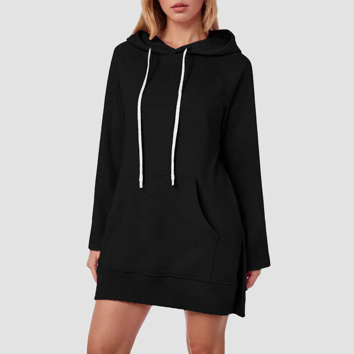 Sonicelife Women'S Spring Casual Hoodie Dress Fashion Solid Color Hoodie With Pockets Long Sleeve Pullover Sweatshirts For Women Loose Fit