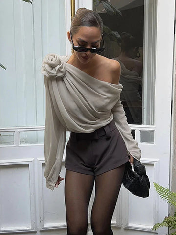 Sonicelife 2024 Spring Summer Women Elegant Long Sleeve Solid Mesh Blouse Shirt Ladies Sheer Chiffon For Woman Female