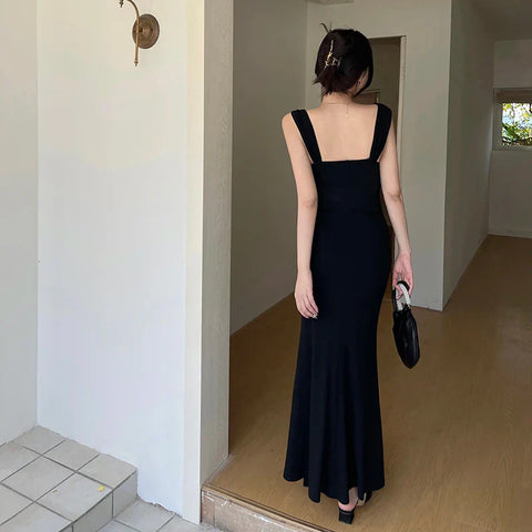 Sonicelife Women's Long Dresses 2024 Spring Fashion Hundred Hot Sweetheart Lace Splicing Design Halter Dresses Women