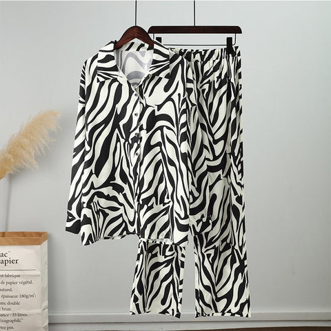 Sonicelife Long Sleeve Shirt and Loose Cut Trousers Set