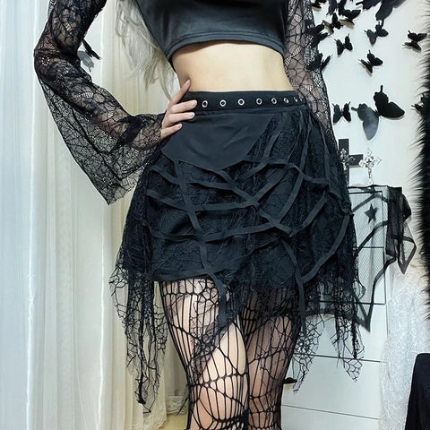 Sonicelife Ladies Gothic Short Skirt New Fashion Gothic Punk Women Skirt Casual Slim Half-body Skirt Women