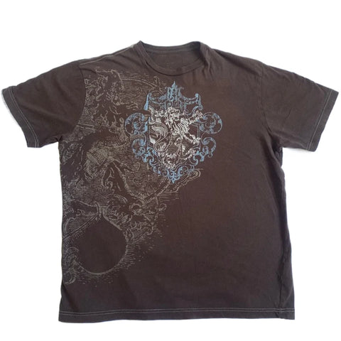 Sonicelife Mall Goth Cyber Grunge 00s Retro Tee Emo Vintage Brown Y2K Graphic Print T-shirt Women Men Short Sleeve O Neck Tops Clothes