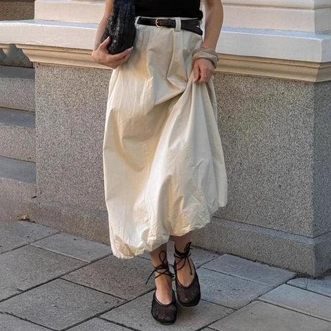 Black Friday Sonicelife Fashion High Waist Skirts For Women Solid Colkor Splice Bud Skirt 2024 Autumn New Female Loose Streetwear Midi Skirts