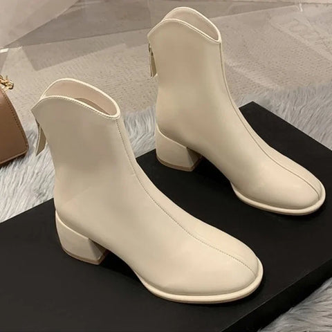 Sonicelife Ankle Boots Women's Shoes Platform Boots-Women Winter Footwear Zipper Low  Clogs Autumn Rock High Heel 2024 Ladies