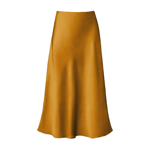 Sonicelife Women Long Satin Skirt Silk Elegant High Waist Cocktail Party Wedding Flared A Line Midi Back To School Outfits For Girls Skirts