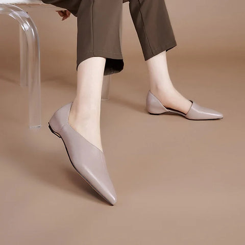 Sonicelife NEW Summer Women Pumps Genuine Leather Shoes for Women Pointed Toe Strange Heel Shoes Cover Toe Low Heel Slip-on Designer Shoes