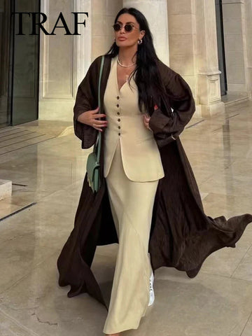 Sonicelife Women 2024 Fashion Summer Vest Skirt Sets Khaki V-Neck Sleeveless Pockets Waistcoats+High Waist Asymmetrical Skirt Suits