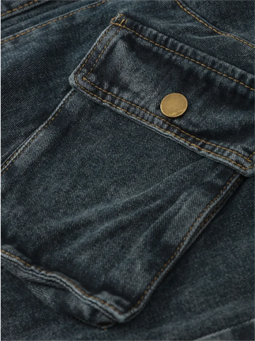 Sonicelife Cool Cargo Jeans Women Casual Big Pocket Oversize for Female Denim Pants New Ladies Hip Pop Vintage Wide Leg Trousers Streetwear