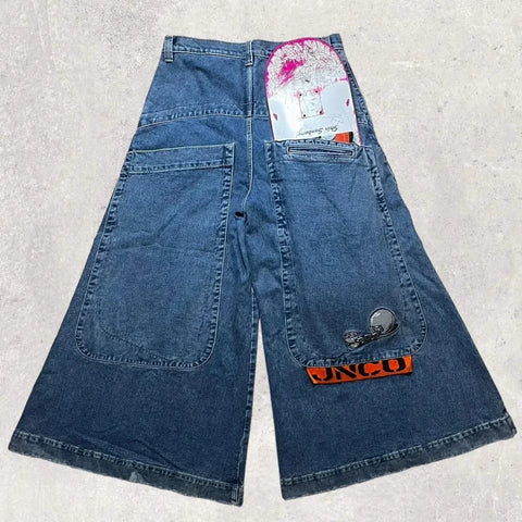 Sonicelife Y2K Baggy Jeans men vintage Embroidered high quality jeans Hip Hop Goth streetwear Harajuku men women Casual wide leg jeans