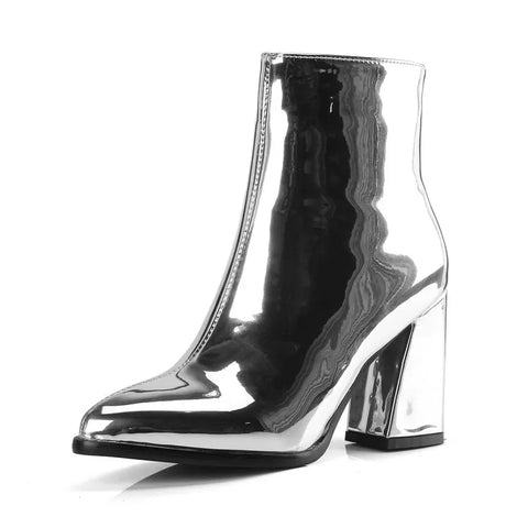 Sonicelife Silver Black Sexy Ankle boots for Women High heels boots Ladies spring shoes woman Gold bottines pour les femmes erf567