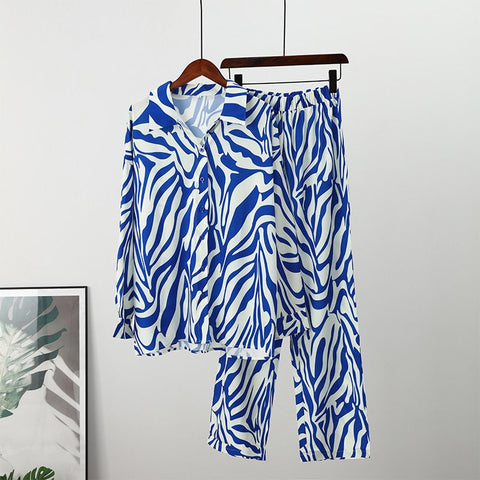 Sonicelife Long Sleeve Shirt and Loose Cut Trousers Set