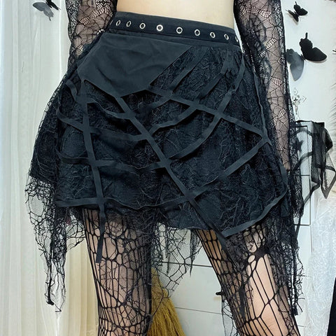 Sonicelife Ladies Gothic Short Skirt New Fashion Gothic Punk Women Skirt Casual Slim Half-body Skirt Women