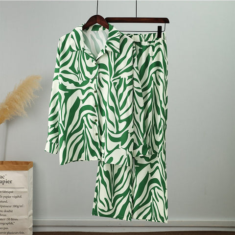 Sonicelife Long Sleeve Shirt and Loose Cut Trousers Set