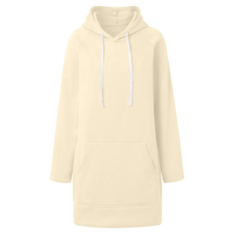 Sonicelife Women'S Spring Casual Hoodie Dress Fashion Solid Color Hoodie With Pockets Long Sleeve Pullover Sweatshirts For Women Loose Fit