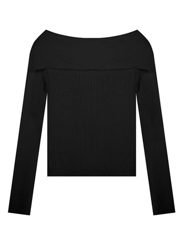 Sonicelife Chic Off Shoulder Knitting Sweater Women Elegant Slim Pullover for Female 2024 Spring Autumn Casual Warm Knitwear Jumper Tops