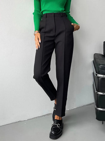 Sonicelife Aynaray 2024 Winter Autumn Women Office Pants Trousers Solid Black High Waist Bodycon Slim Pencil Pants Female